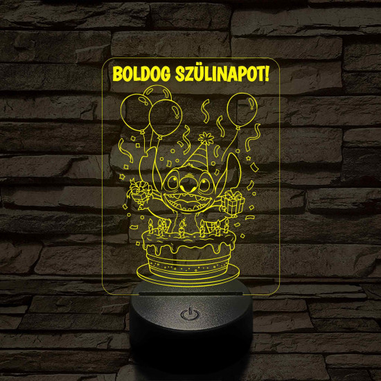 Szülinapi Űrkutya tortában – 7 színű, színváltós 3D LED lámpa