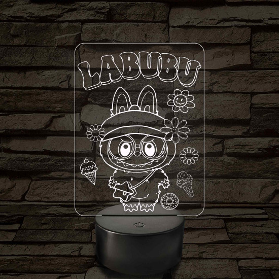 Labubu - 7 színű, színváltós 3D led lámpa