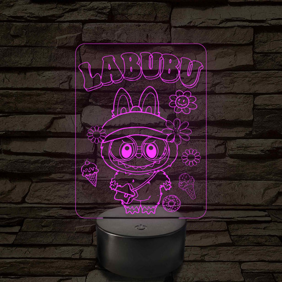 Labubu - 7 színű, színváltós 3D led lámpa