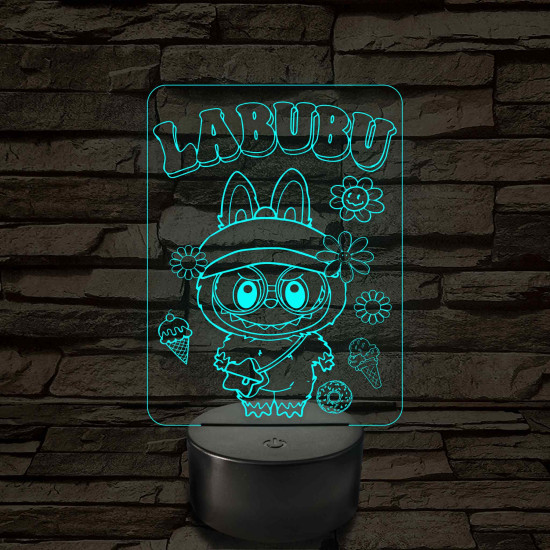 Labubu - 7 színű, színváltós 3D led lámpa