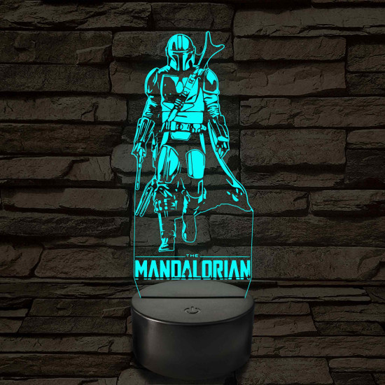 Mandalóri – 7 színű, színváltós 3D LED lámpa