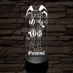 A Csodálatos Digitális Cirkusz Pomni – 7 színű, színváltós 3D LED lámpa