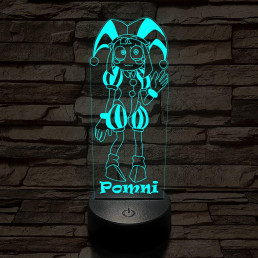 A Csodálatos Digitális Cirkusz Pomni – 7 színű, színváltós 3D LED lámpa