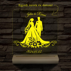 Esküvő Rómeó és Júlia egy pár személyre szabott 20 cm fa talppal 7 színű 3D led lámpa
