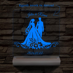 Esküvő Rómeó és Júlia egy pár személyre szabott 20 cm fa talppal 7 színű 3D led lámpa