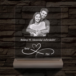 Örökké házasok fotógravírozás fatalppal 7 színű 3D led lámpa