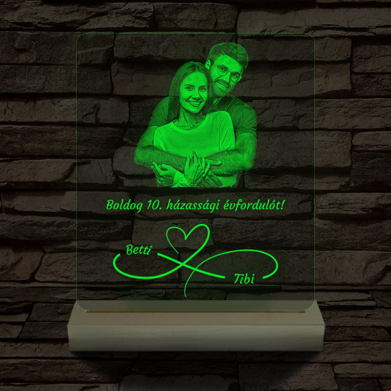 Örökké házasok fotógravírozás fatalppal 7 színű 3D led lámpa