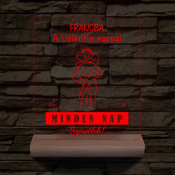 Egyedi fotógravírozás pároknak fatalppal 7 színű 3D led lámpa