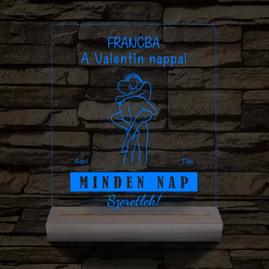 Egyedi fotógravírozás pároknak fatalppal 7 színű 3D led lámpa