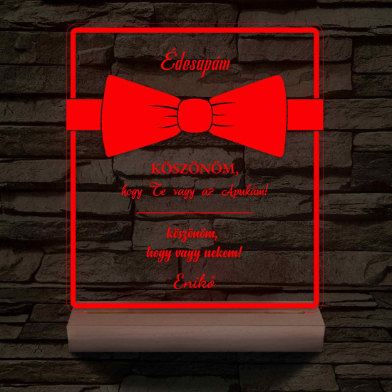 Csokornyakkendős Szülőköszöntő – 7 színű, színváltós 3D LED lámpa