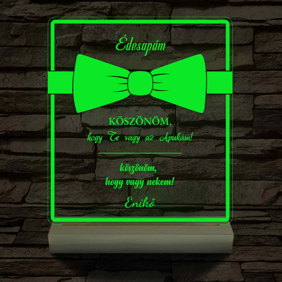 Csokornyakkendős Szülőköszöntő – 7 színű, színváltós 3D LED lámpa