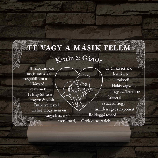 Szerelmes Szív – Artline Pár & Kála – 7 színű, színváltós 3D LED lámpa