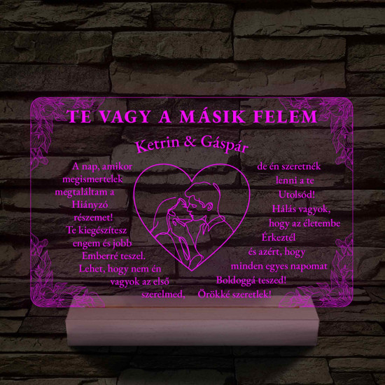 Szerelmes Szív – Artline Pár & Kála – 7 színű, színváltós 3D LED lámpa