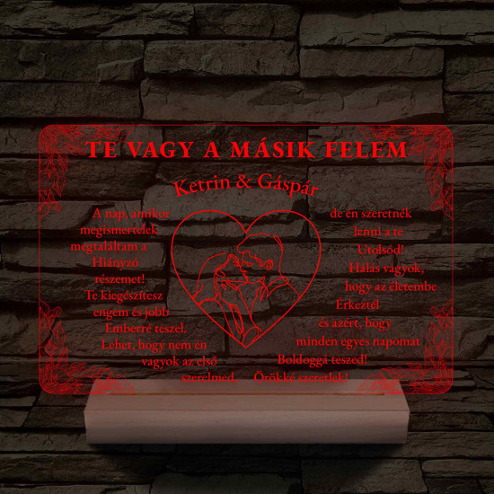 Szerelmes Szív – Artline Pár & Kála – 7 színű, színváltós 3D LED lámpa