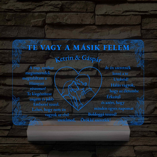 Szerelmes Szív – Artline Pár & Kála – 7 színű, színváltós 3D LED lámpa