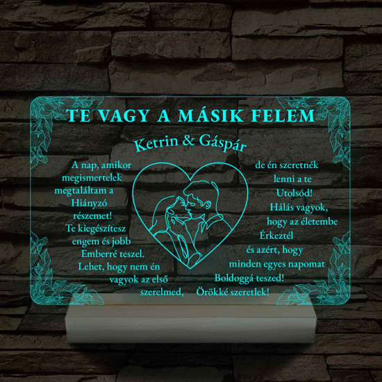 Szerelmes Szív – Artline Pár & Kála – 7 színű, színváltós 3D LED lámpa