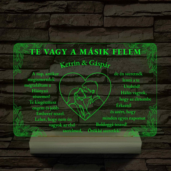 Szerelmes Szív – Artline Pár & Kála – 7 színű, színváltós 3D LED lámpa