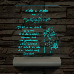 Ölelő Szülőköszöntő – Esküvői Pár & Idézet – 7 színű, színváltós 3D LED lámpa