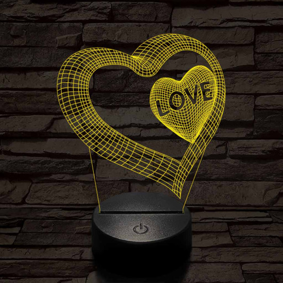 Szív-love 7 színű 3D led lámpa