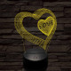 Szív-love 7 színű 3D led lámpa