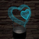 Szív-love 7 színű 3D led lámpa