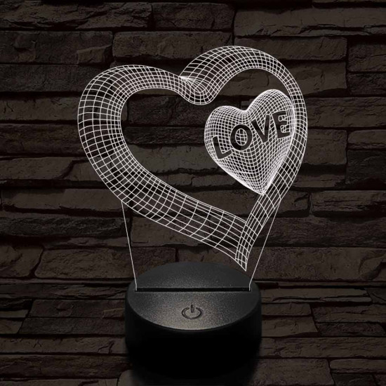 Szív-love 7 színű 3D led lámpa
