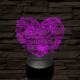 Virágos szív 7 színű 3D led lámpa