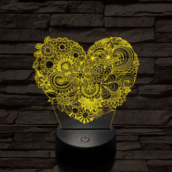 Virágos szív 7 színű 3D led lámpa