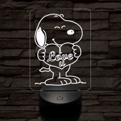 Snoopy love 7 színű 3D led lámpa