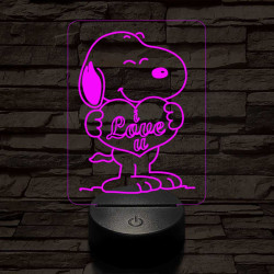 Snoopy love 7 színű 3D led lámpa