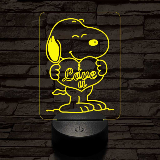 Snoopy love 7 színű 3D led lámpa