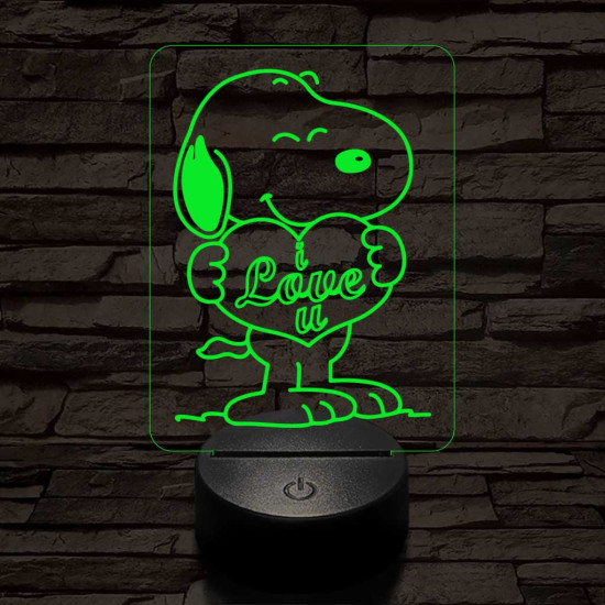 Snoopy love 7 színű 3D led lámpa