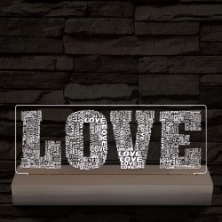 Love & Love 20 cm fa talppal 7 színű 3D led lámpa