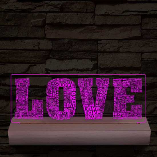 Love & Love 20 cm fa talppal 7 színű 3D led lámpa