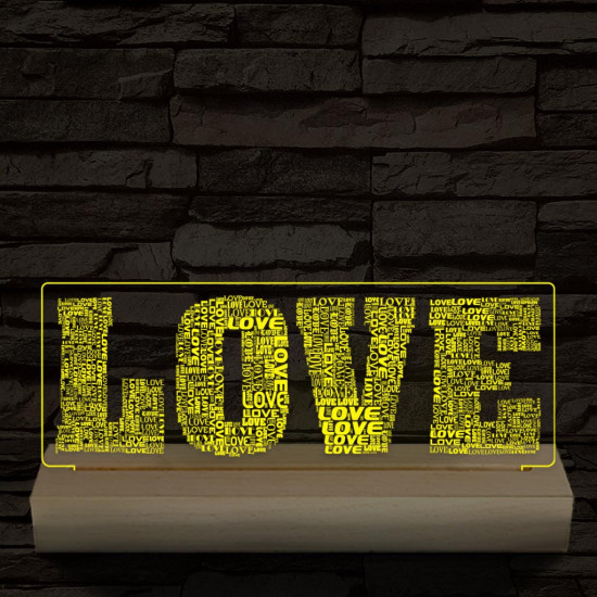 Love & Love 20 cm fa talppal 7 színű 3D led lámpa