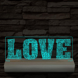 Love & Love 20 cm fa talppal 7 színű 3D led lámpa