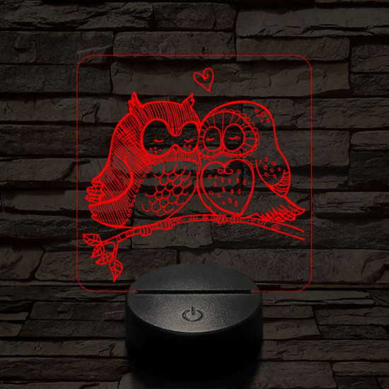 Bagoly pár 7 színű 3D led lámpa
