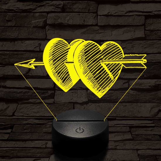 Átlőtt szívek 7 színű 3D led lámpa