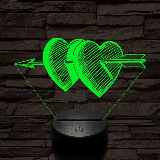 Átlőtt szívek 7 színű 3D led lámpa