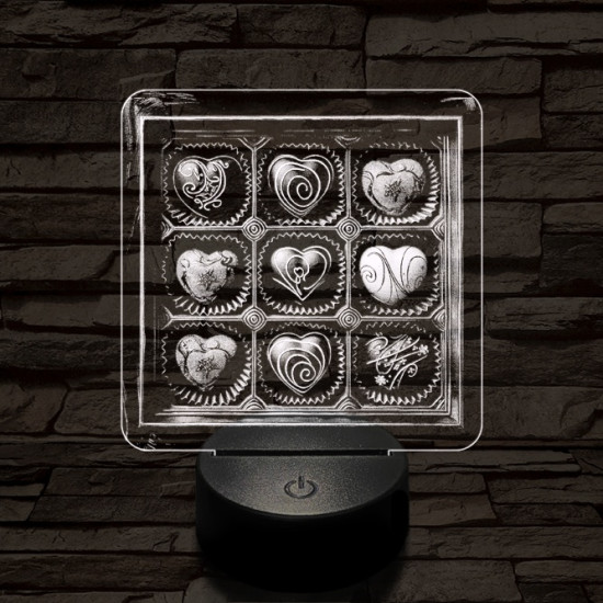 Szív desszert 7 színű valósághű 3D led lámpa