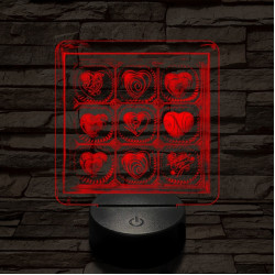 Szív desszert 7 színű valósághű 3D led lámpa