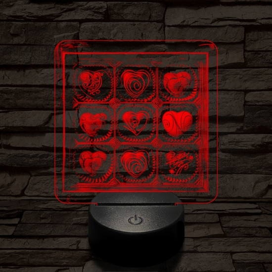 Szív desszert 7 színű valósághű 3D led lámpa