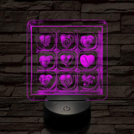 Szív desszert 7 színű valósághű 3D led lámpa