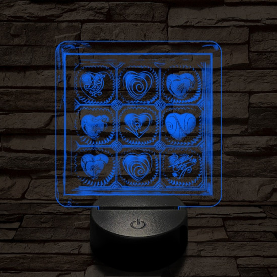 Szív desszert 7 színű valósághű 3D led lámpa