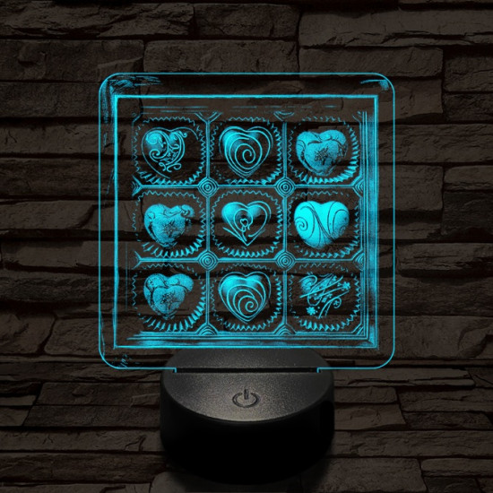 Szív desszert 7 színű valósághű 3D led lámpa