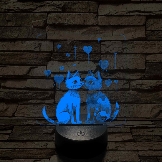 Szerelmes cicák 7 színű, színváltós, valósághű 3D led lámpa