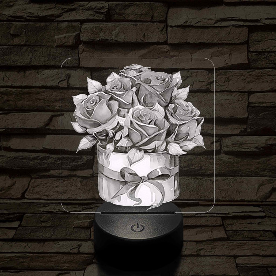 Rózsacsokor 7 színű, színváltós, valósághű 3D led lámpa