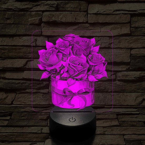 Rózsacsokor 7 színű, színváltós, valósághű 3D led lámpa