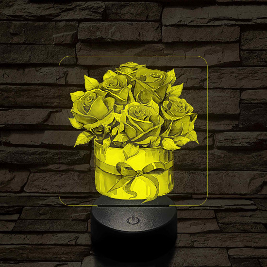 Rózsacsokor 7 színű, színváltós, valósághű 3D led lámpa
