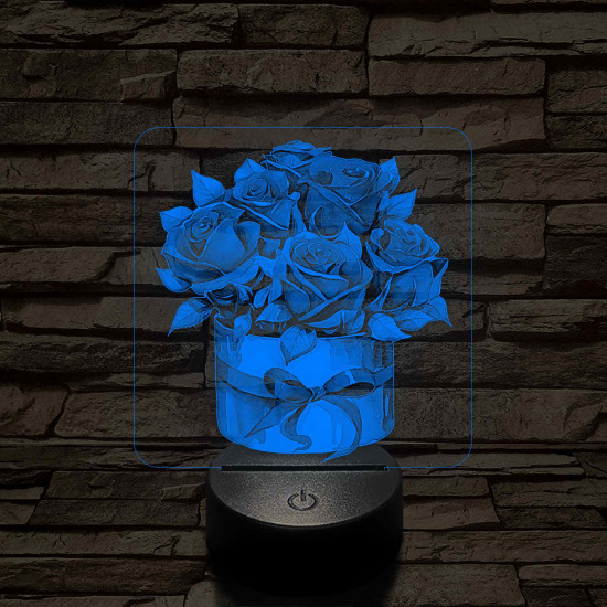 Rózsacsokor 7 színű, színváltós, valósághű 3D led lámpa